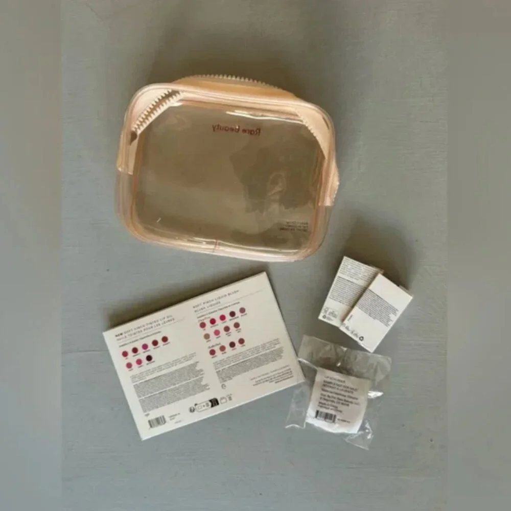 NEW RARE Beauty by Selena Gomez Clear Makeup Bag and Mini Deluxe Samples